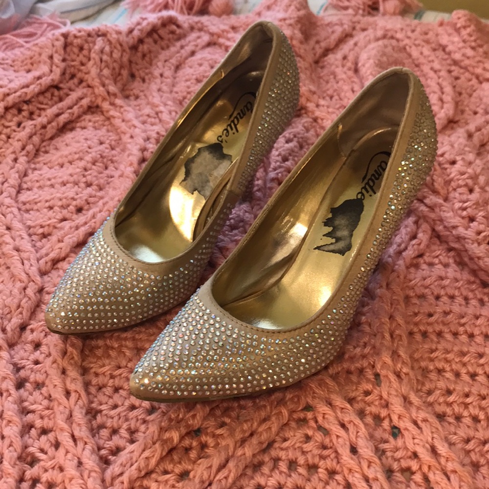Sparkly gold heels